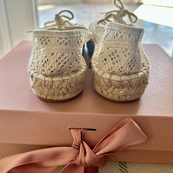 Diane von Furstenberg DVF Crochet Espadrille Beige Raffia Flats Size 36 - Picture 7 of 15
